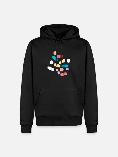 Pilules colorées - Sweat à capuche Premium bio Homme - noir