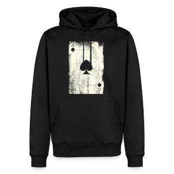 Poker Ass - Männer Premium Bio Hoodie - Schwarz - Vorne - Nico (187cm)