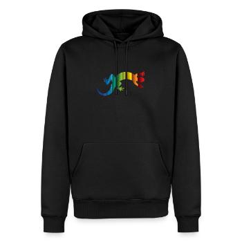 Gecko Echse Reptil Silhouette - Männer Premium Bio Hoodie - Schwarz - Vorne - Nico (187cm)