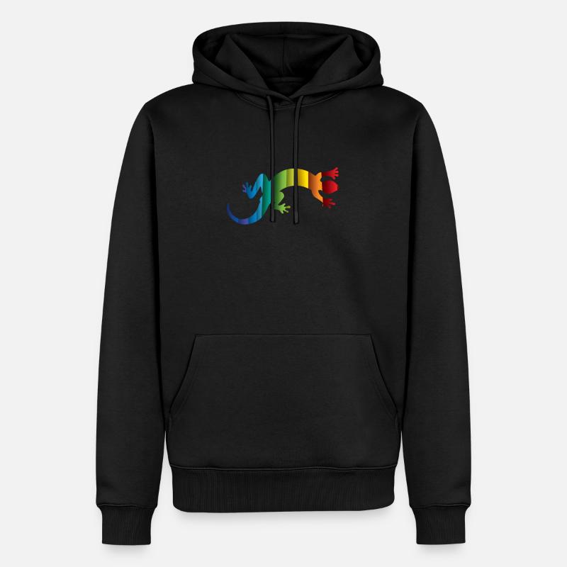 Gecko Echse Reptil Silhouette - Sweat à capuche Premium bio Homme - noir