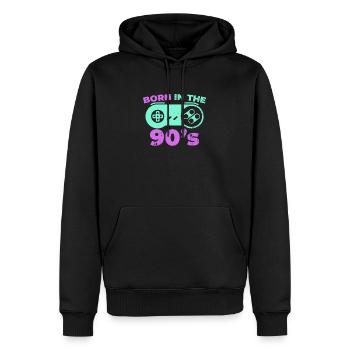 Né Dans les années 90 - Sweat à capuche Premium bio Homme - noir - Devant - Nico (187cm)