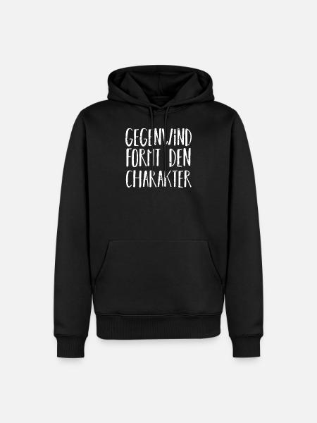 Gegenwind formt den charakter - Männer Premium Bio Hoodie - Schwarz