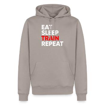 sportif - Sweat à capuche Premium bio Homme - taupe - Devant - Nico (187cm)