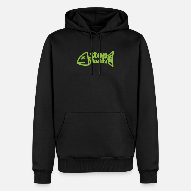 Stop Plastik - Männer Premium Bio Hoodie - Schwarz
