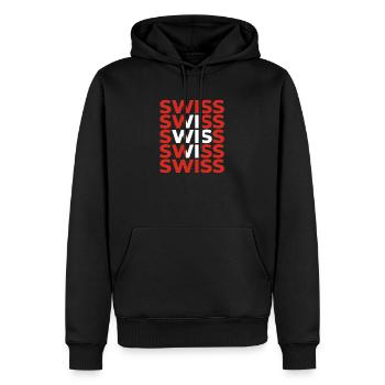 Swiss - Männer Premium Bio Hoodie - Schwarz - Vorne - Nico (187cm)