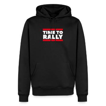 Rallye Zeit - Männer Premium Bio Hoodie - Schwarz - Vorne - Nico (187cm)