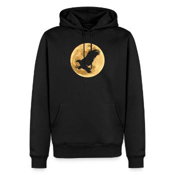 L’aigle dans la lune pleine lune - Sweat à capuche Premium bio Homme - noir - Devant - Nico (187cm)