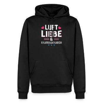 Luft Liebe & Fahrradfahren - Männer Premium Bio Hoodie - Schwarz - Vorne - Nico (187cm)