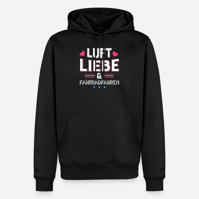 Luft Liebe & Fahrradfahren - Männer Premium Bio Hoodie - Schwarz