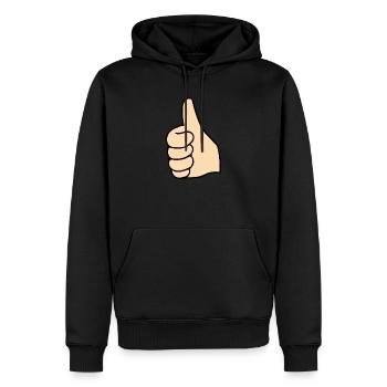 Pouces en l’air - Sweat à capuche Premium bio Homme - noir - Devant - Nico (187cm)