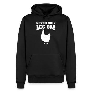 Never Skip Leg Day | Funny Gym Shirt - Sweat à capuche Premium bio Homme - noir - Devant - Nico (187cm)