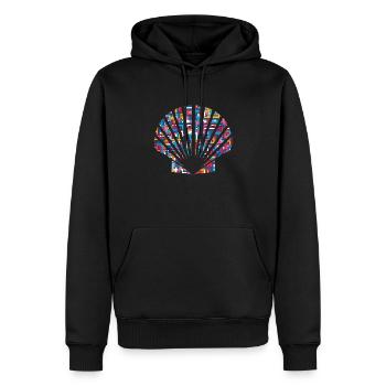 Muschel - Männer Premium Bio Hoodie - Schwarz - Vorne - Nico (187cm)