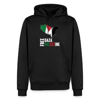 Gaza libre et Palestine libre - Sweat à capuche Premium bio Homme - noir - Devant - Nico (187cm)