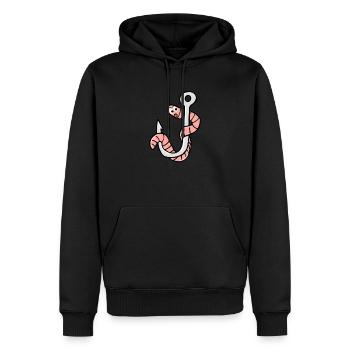 Hameçon avec un ver - Sweat à capuche Premium bio Homme - noir - Devant - Nico (187cm)