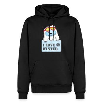 Yeti - J'aime l'hiver - Sweat à capuche Premium bio Homme - noir - Devant - Nico (187cm)