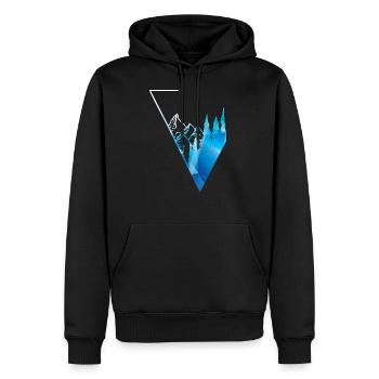 montagnes et forêt panorama bleu - Sweat à capuche Premium bio Homme - noir - Devant - Nico (187cm)