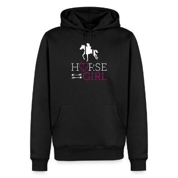 Pferde Mädchen Ich liebe mein Pferd - Männer Premium Bio Hoodie - Schwarz - Vorne - Nico (187cm)