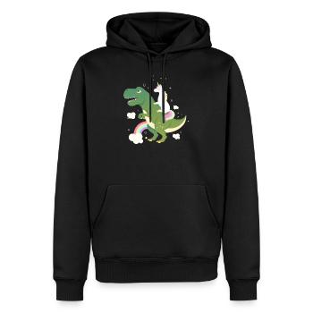 Unicorn Riding On Dinosaur - Sweat à capuche Premium bio Homme - noir - Devant - Nico (187cm)