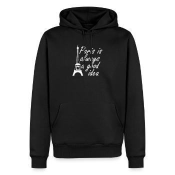 Paris - Sweat à capuche Premium bio Homme - noir - Devant - Nico (187cm)