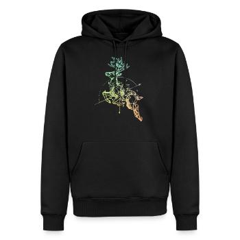 Hirsch mit Kompass - Männer Premium Bio Hoodie - Schwarz - Vorne - Nico (187cm)