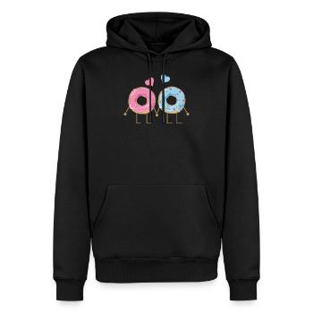 Saint Valentin Couple Amour Saint Valentin Amour Donut - Sweat à capuche Premium bio Homme - noir - Devant - Nico (187cm)