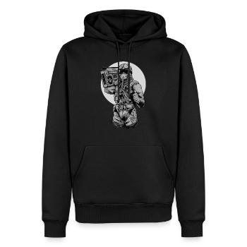 Vintage Boombox jet fighter pilot retro 90s 80s - Men’s Premium Organic Hoodie - black - Front - Nico (187cm)