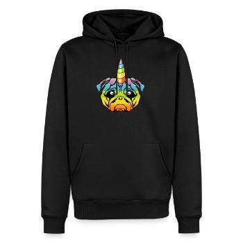 hund enhjørning horn hoved fancy 2703 o - Herre Premium økologisk hoodie - sort - Foran - Nico (187cm)