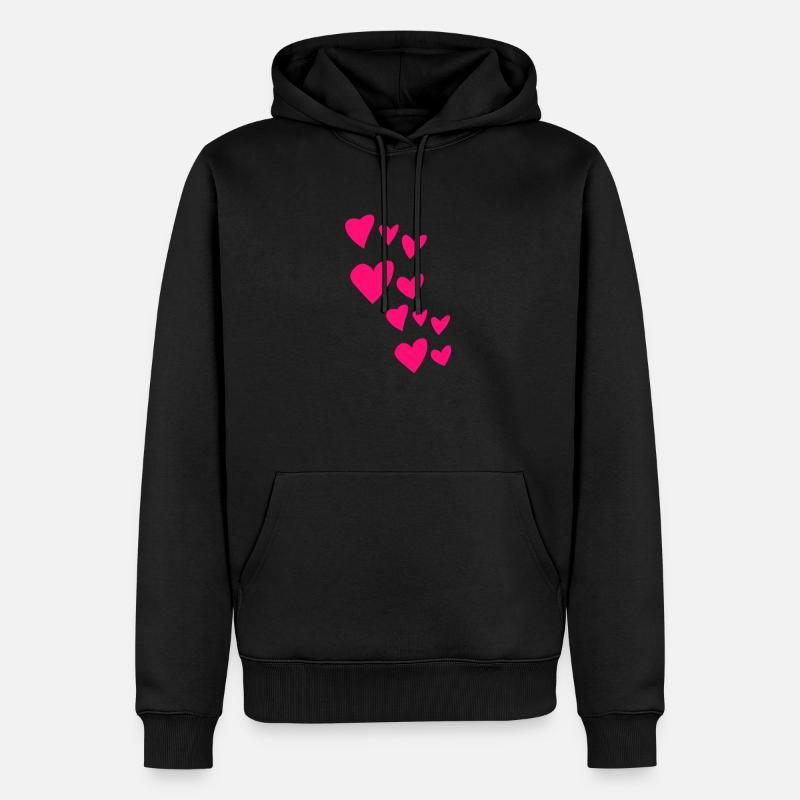 Cœurs - Sweat à capuche Premium bio Homme - noir