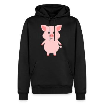 porc - Sweat à capuche Premium bio Homme - noir - Devant - Nico (187cm)