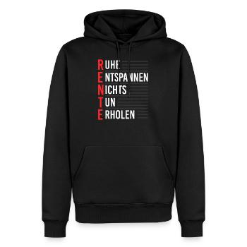 Rente - Männer Premium Bio Hoodie - Schwarz - Vorne - Nico (187cm)