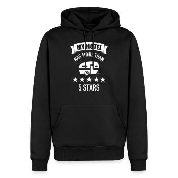 Wohnwagen - Männer Premium Bio Hoodie - Schwarz - Vorne - Nico (187cm)
