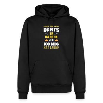 Dart Spruch & Geschenk Dartspieler - Männer Premium Bio Hoodie - Schwarz - Vorne - Nico (187cm)