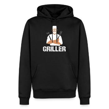 BBQ - Männer Premium Bio Hoodie - Schwarz - Vorne - Nico (187cm)