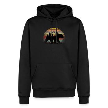 Coucher de Soleil Ours Polaire Chasse Rétro Vintage - Sweat à capuche Premium bio Homme - noir - Devant - Nico (187cm)