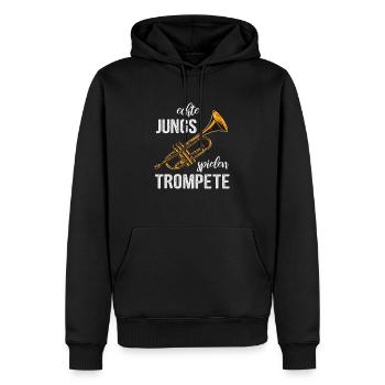 Trompete echte Jungs - Männer Premium Bio Hoodie - Schwarz - Vorne - Nico (187cm)