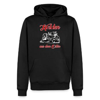 Helden aus dem Osten - Männer Premium Bio Hoodie - Schwarz - Vorne - Nico (187cm)