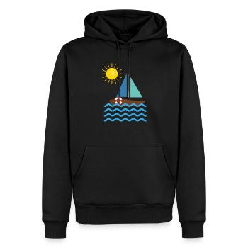 Voile - été, soleil et mer TSHIRT - Sweat à capuche Premium bio Homme - noir - Devant - Nico (187cm)