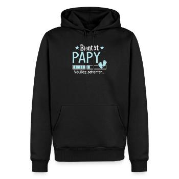 Bientôt Papy Cadeau Futur Papi - Sweat à capuche Premium bio Homme - noir - Devant - Nico (187cm)
