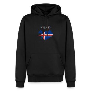 Island Flagge - Kunstdesign - Männer Premium Bio Hoodie - Schwarz - Vorne - Nico (187cm)