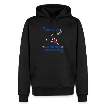 Supporter fier d'être lillois - Sweat à capuche Premium bio Homme - noir - Devant - Nico (187cm)