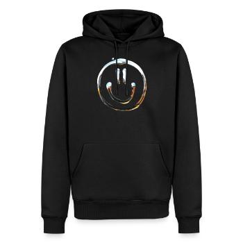 Graffiti streetwear cool sourire rire optimist - Sweat à capuche Premium bio Homme - noir - Devant - Nico (187cm)