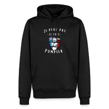 Je peux pas je suis pompier cadeau - Sweat à capuche Premium bio Homme - noir - Devant - Nico (187cm)