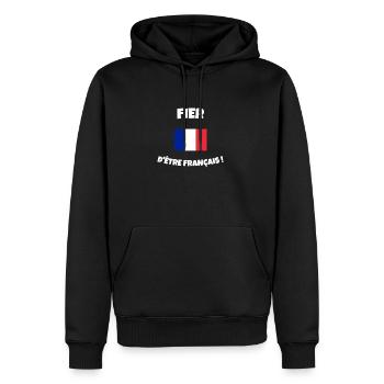fier d être français bleu blanc rouge drapeau - Sweat à capuche Premium bio Homme - noir - Devant - Nico (187cm)