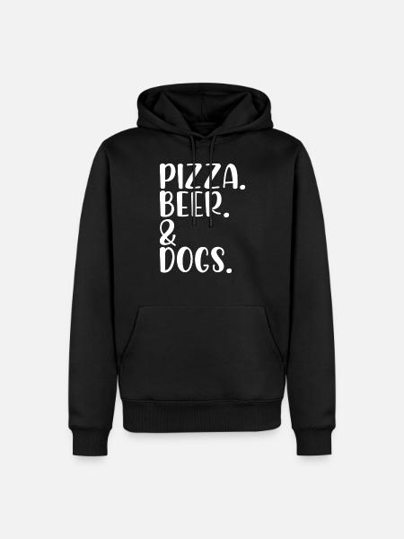 Pizza. Bière. & Chiens. - Sweat à capuche Premium bio Homme - noir
