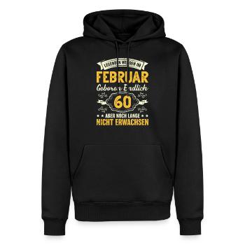60. Geburtstag sechzig 60 Februar Geschenk - Männer Premium Bio Hoodie - Schwarz - Vorne - Nico (187cm)