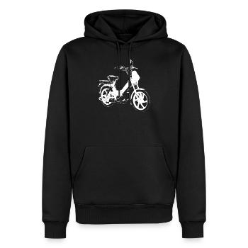 Drive Mofa Maxi - Men’s Premium Organic Hoodie - black - Front - Nico (187cm)