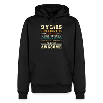 9 Jahre 108 Monate 3288 Tage Geburtstag Geschenk - Männer Premium Bio Hoodie - Schwarz - Vorne - Nico (187cm)
