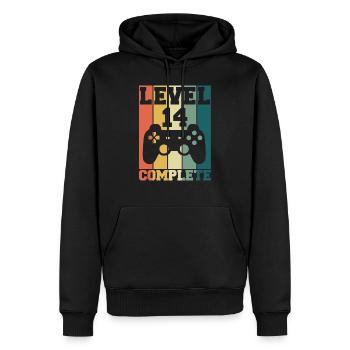Niveau 14 Complete 14 ans - Sweat à capuche Premium bio Homme - noir - Devant - Nico (187cm)
