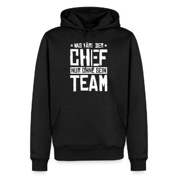 Geschäftsführer Mitarbeiter Team Chef - Männer Premium Bio Hoodie - Schwarz - Vorne - Nico (187cm)