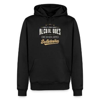 Mes potes sont alcooliques cadeau alcool apero - Sweat à capuche Premium bio Homme - noir - Devant - Nico (187cm)